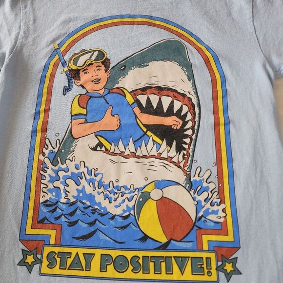 Steven Rhodes Stay Positive Light Blue Tshirt With Graphics Size Small - Picture 3 of 6